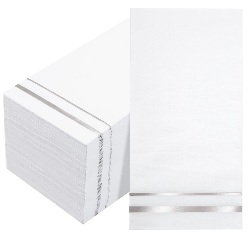 BUCLA 100Count 3Ply disposable Napkins Silver Paper Napkins Disposable Premium Quality Christmas NapkinsDinner Napkins Disposable Soft Absorbent for Kitchen Parties Weddings or Events